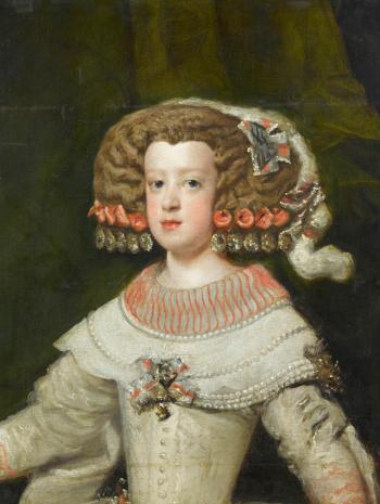 Marie-Thérèse fille du roi Philippe IV vêtue d'une robe en vertugadin