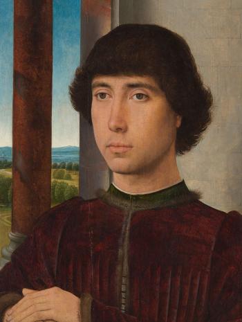 Jeune homme de face, habillé noblement