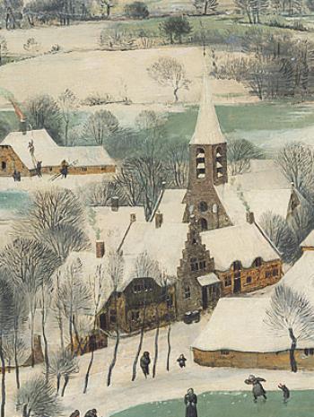 village enneigé et de l'église