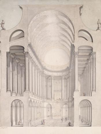 Coupe et perspective intérieure de la Chapelle du château de Versailles