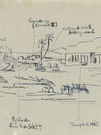 Vue de la vallée des Rois avec annotations