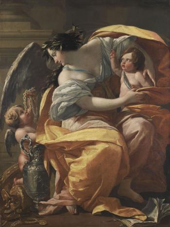 femme ailée avec deux putti