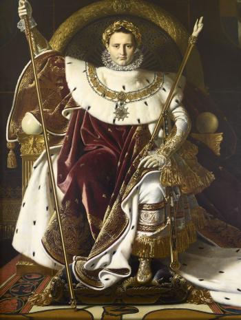 Napoléon Ier en tenue de sacre sur son trône