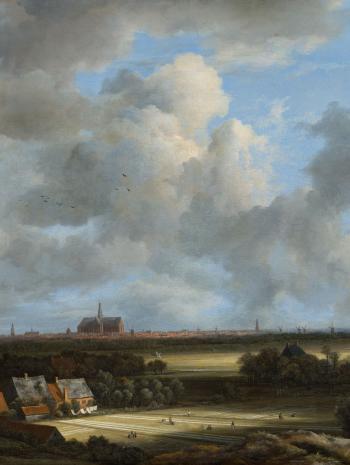 paysage avec un ciel nuageux, un coup de soleil sur le champ