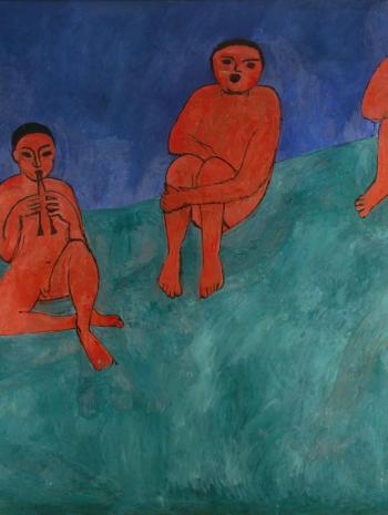 musiciens nus assis sur fond bleu