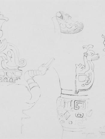 Carton 64 : études d’après des bronzes chinois et japonais de la collection Cernuschi