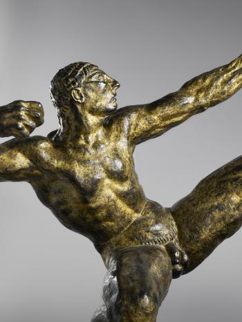 Antoine Bourdelle (1861-1929), Héraklès tue les oiseaux du lac Stymphale (Héraklès archer [détail du buste d’Héraklès]). 1923, sculpture (bronze doré), 248 × 247 × 123 cm. Paris, musée d’Orsay (RF 3174)