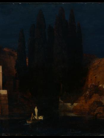 Arnold Böcklin (1827-1901), L’Île des morts (deuxième version). 1880, peinture (huile sur bois), 73,7 × 121,9 cm. États-Unis d’Amérique, New York, The Metropolitan Museum of Art (Reisinger Fund, 1926 [26.90])