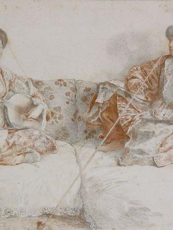 Jeune Tatare jouant du tamboura et homme fumant assis sur un divan Jean-Étienne Liotard (1702-1789)