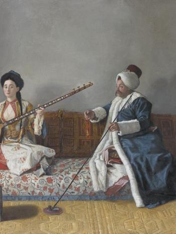Monsieur Levett, proche ami du peintre, et mademoiselle Glavani, fille de l’ancien consul de France en Crimée de 1723 à 1734, en costume turc Jean-Étienne Liotard (1702-1789)