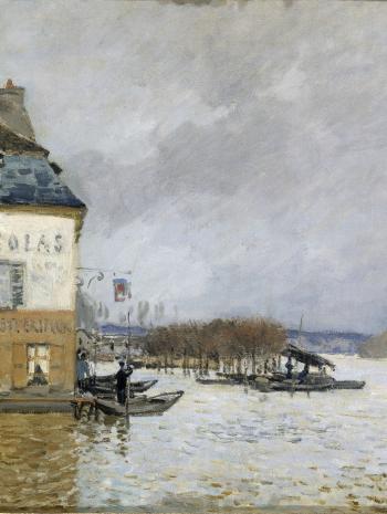 Alfred Sisley (1839-1899), L’Inondation à Port-Marly. 1876, peinture (huile sur toile), 50,5 × 61 cm. Rouen, musée des Beaux-Arts