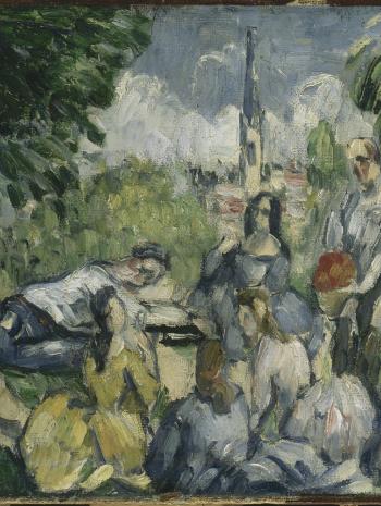 Paul Cézanne (1839-1906), Le Déjeuner sur l’herbe. Entre 1876 et 1877, peinture (huile sur toile), 35 × 21 cm. Paris, musée de l’Orangerie (RF 1963-11)