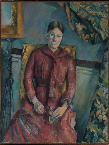 Paul Cézanne (1839-1906), Madame Cézanne (Hortense Fiquet, 1850-1922) en robe rouge. Entre 1888 et 1890, peinture (huile sur toile), 116,5 × 89,5 cm. États-Unis d’Amérique, New York, The Metropolitan Museum of Art (The Mr. and Mrs. Henry Ittleson Jr. Purchase Fund, 1962)