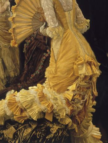 Jacques Joseph Tissot, dit James Tissot (1836-1902), Evening (Le Bal). Détail du tissu japonais à motif de poissons. 1878, peinture (huile sur toile), 91 × 51 cm. Paris, musée d’Orsay