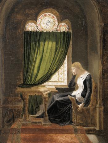 Fleury François Richard (1777-1852), Valentine de Milan pleurant la mort de son époux. Vers 1802, peinture (huile sur toile), 54 × 46 cm. Rueil-Malmaison, musée national des Châteaux de Malmaison et Bois-Préau (MM2003.20.1)