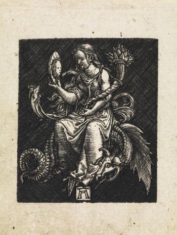 Albrecht Altdorfer (1480-1538), L’Orgueil. Vers 1520-1525, héliogravure (burin), 7 × 5,8 cm. Paris, musée du Louvre (don du baron Edmond de Rothschild en 1935, L 23 LR/1 Recto)