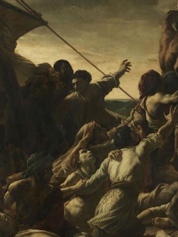 Théodore Géricault (1791-1824), Le Radeau de La Méduse. Titre ancien : Scène de naufrage. Détail montrant les jeux de lumière. 1818-1819, peinture (huile sur toile), 491 × 716 cm. Paris, musée du Louvre (INV 4884)