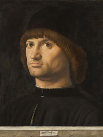 Antonello de Messine (vers 1431-1479), Portrait d’homme, dit Le Condottiere  . 1475, peinture (huile sur bois de peuplier), 36,2 × 30 cm. Paris, musée du Louvre (MI 693)
