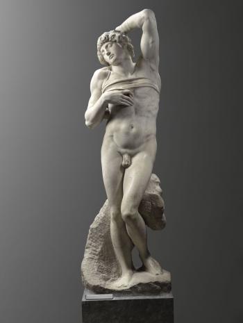 Michelangelo Buonarroti, dit Michel-Ange (1475-1564), Esclave mourant. 1513-1515, sculpture (marbre), 227,7 × 72,4 × 53,5 cm. Paris, musée du Louvre (MR 1590)