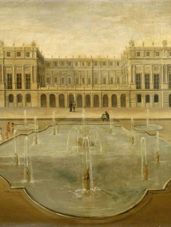 Vue du château de Versailles sur le parterre d'eau vers 1675 