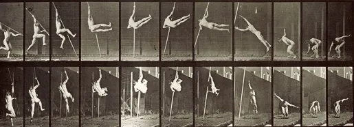 Eadweard Muybridge, "Homme nu sautant à la perche", épreuve photomécanique 