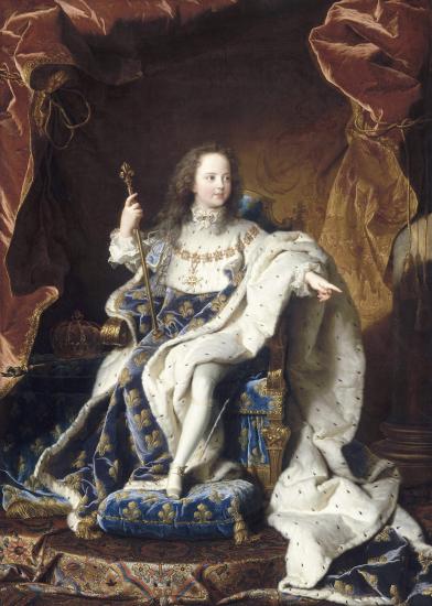 Portrait de Louis XV, âgé de 5 ans (1710-1774), assis sur son trône en grand costume royal