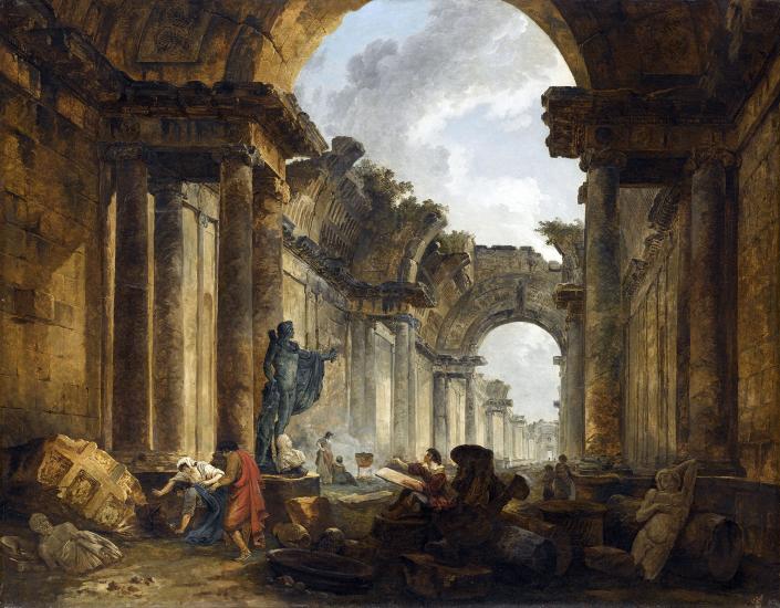 <i>Vue imaginaire de la Grande Galerie du Louvre en ruines</i>