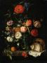 Memento mori. Un crane à côté d’un bouquet de fleurs