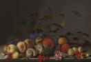Nature morte aux fruits et aux coquilles d'escargots de mer