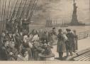New York. – Welcome to the Land of Freedom. – An Ocean Steamer Passing the Statue of Liberty: Scene on the Steerage Deck