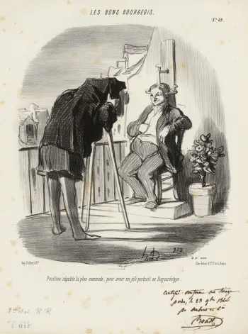 Position réputée la plus commode, pour avoir un joli portrait au daguerréotype