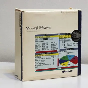 Boîte du logiciel Microsoft Windows 1.0 (1985), édition française